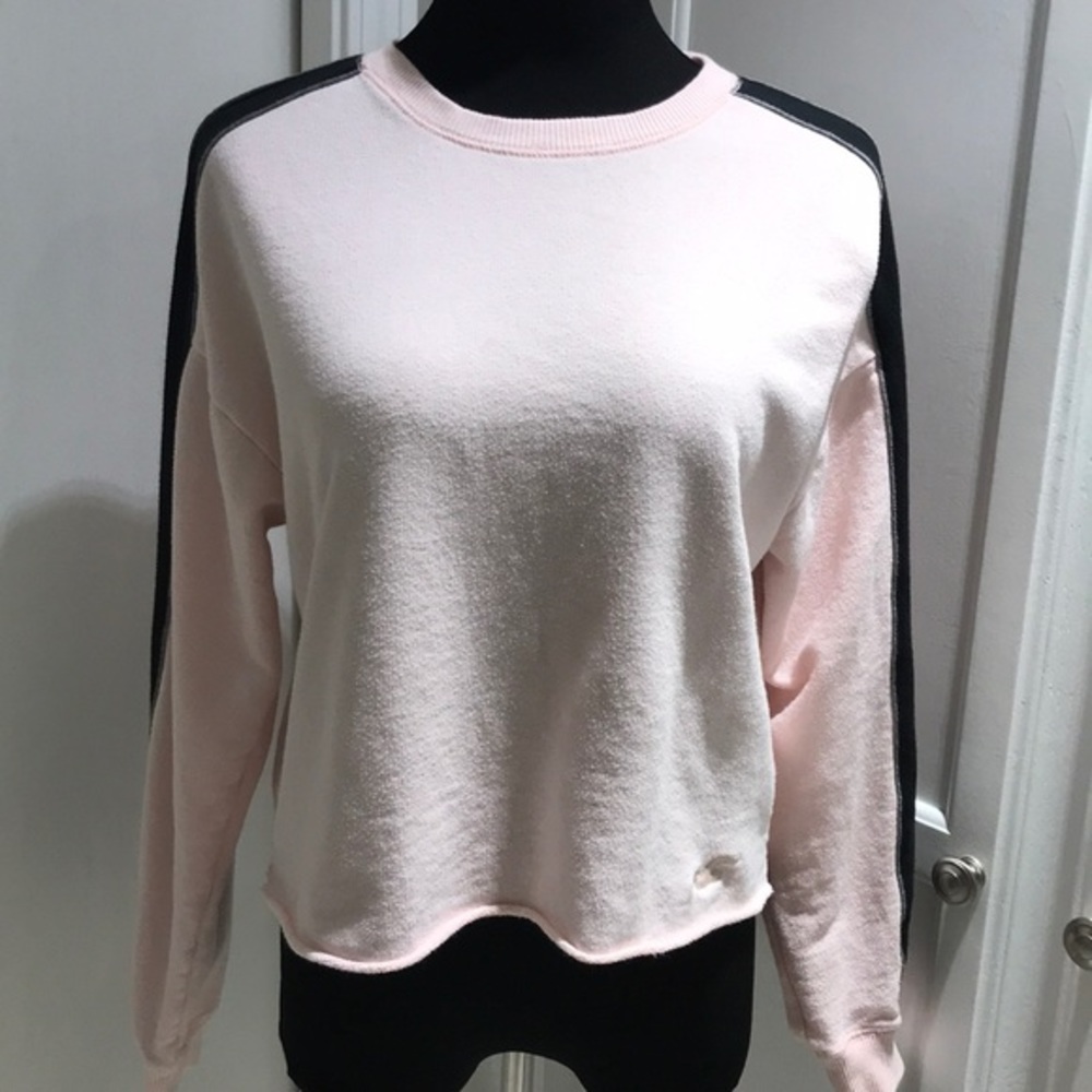 Hollister pink and black cropped sweatshirt